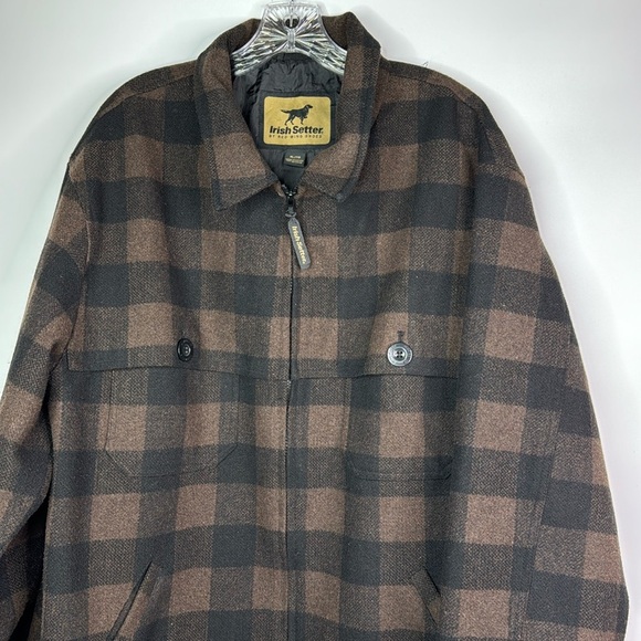 Vintage Irish Setter Brown Black Plaid Wool Blend Field Jacket Size XL - Picture 2 of 9